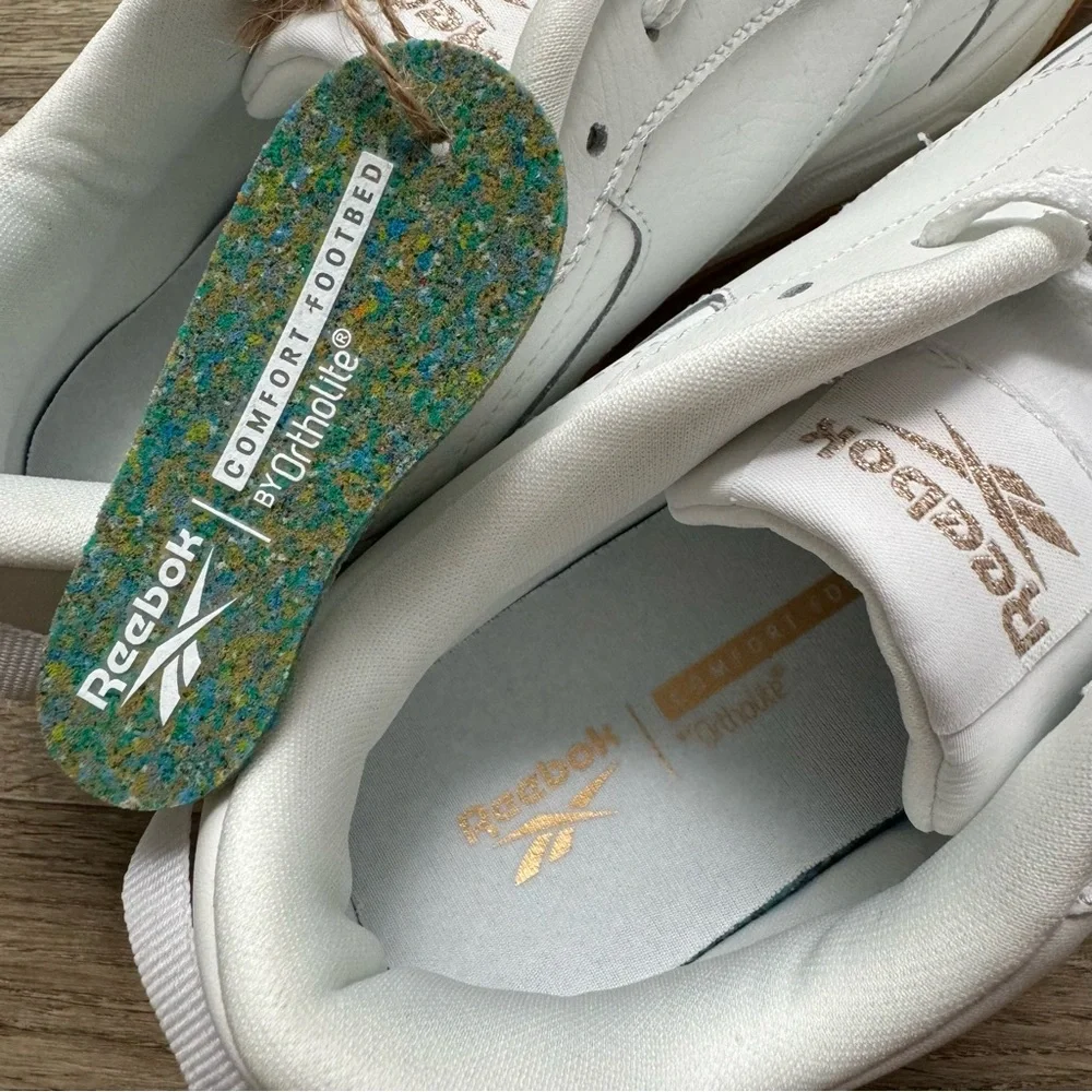 🆕 REEBOK Tech G Geo White Gold Gum Leather Sneakers - Picture 7 of 9